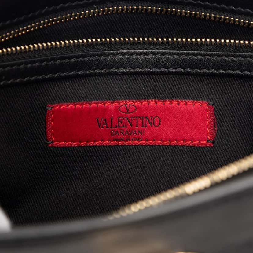 Valentino Small Leather Rockstud Single Handle Flap Black Leather Very good condition - Box View