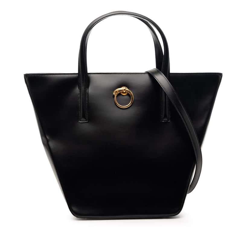 Cartier Leather Panthere Satchel Black Leather Very good condition - Front View