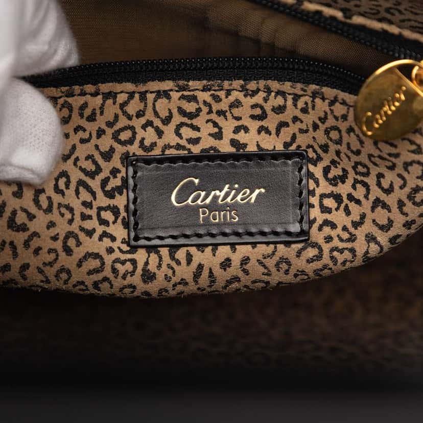 Cartier Leather Panthere Satchel Black Leather Very good condition - Box View