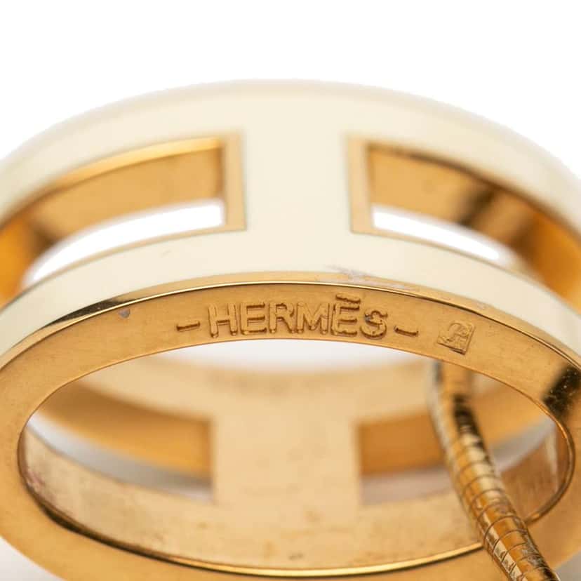 Hermès Gold Plated Enamel Pop H Pendant Necklace White Very good condition - Back View
