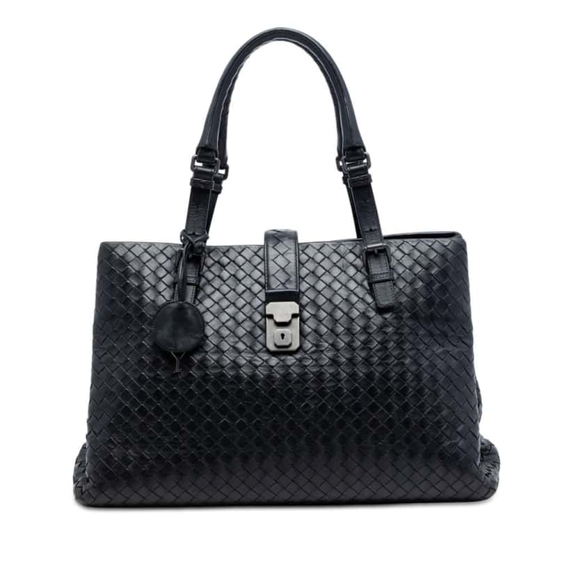 Bottega Veneta Medium Nappa Intrecciato Roma Tote Black Leather Very good condition - Front View