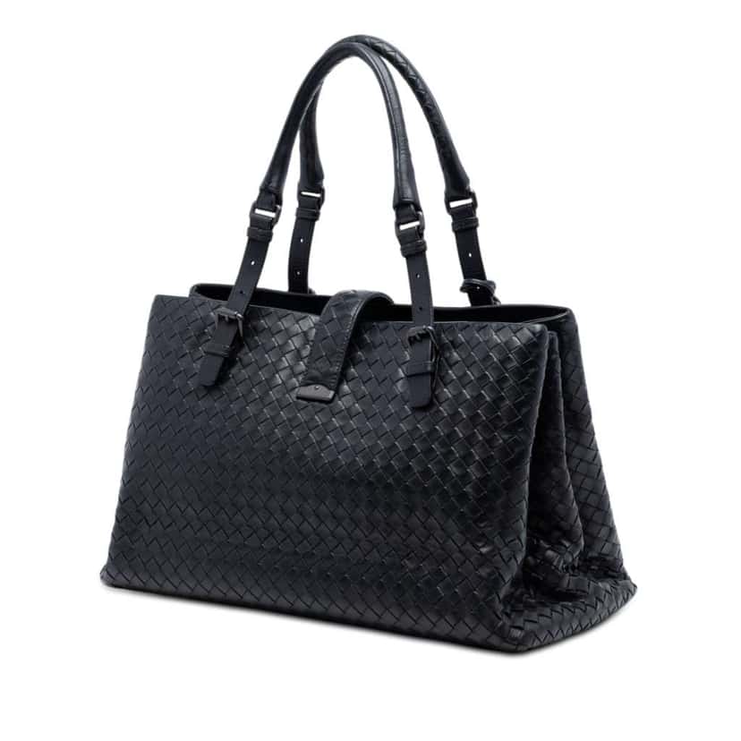 Bottega Veneta Medium Nappa Intrecciato Roma Tote Black Leather Very good condition - Back View