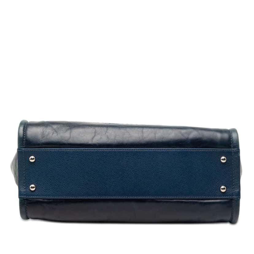 Chanel Small Glazed Calfskin Deauville Tote Blue Leather Very good condition - Inside View
