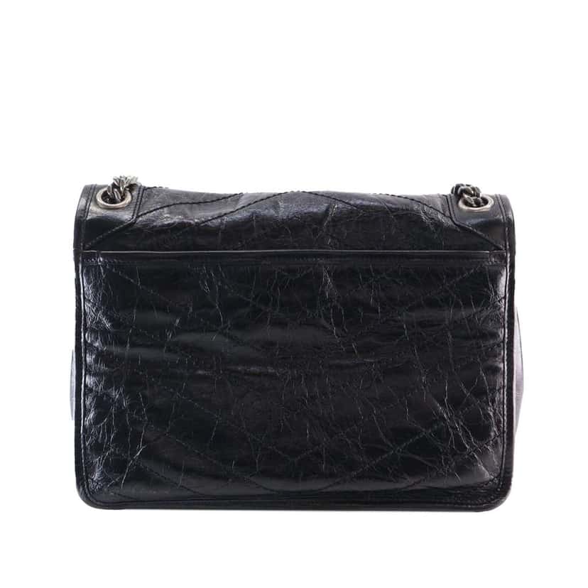 Saint Laurent Medium Crinkled Calfskin Niki Black Leather Very good condition - Back View