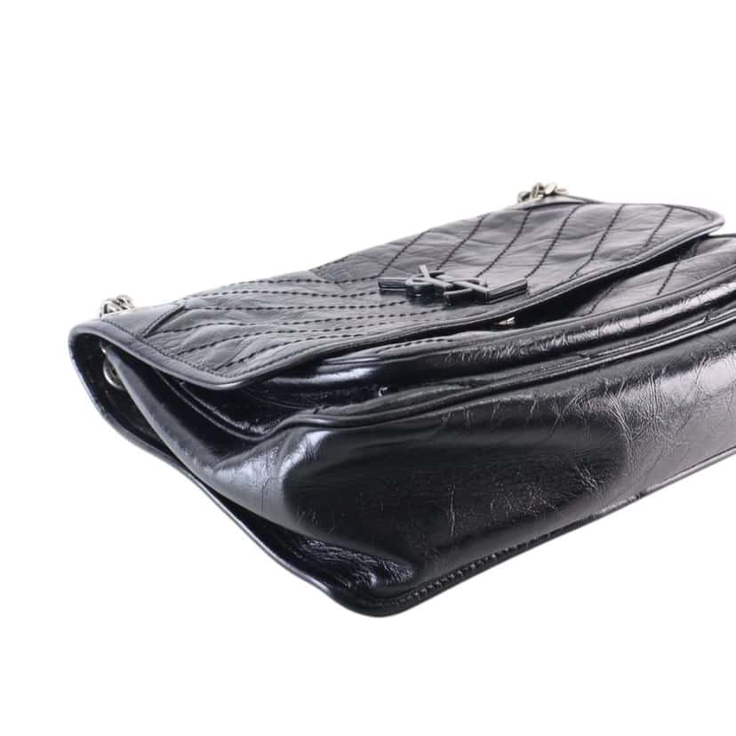 Saint Laurent Medium Crinkled Calfskin Niki Black Leather Very good condition - Box View