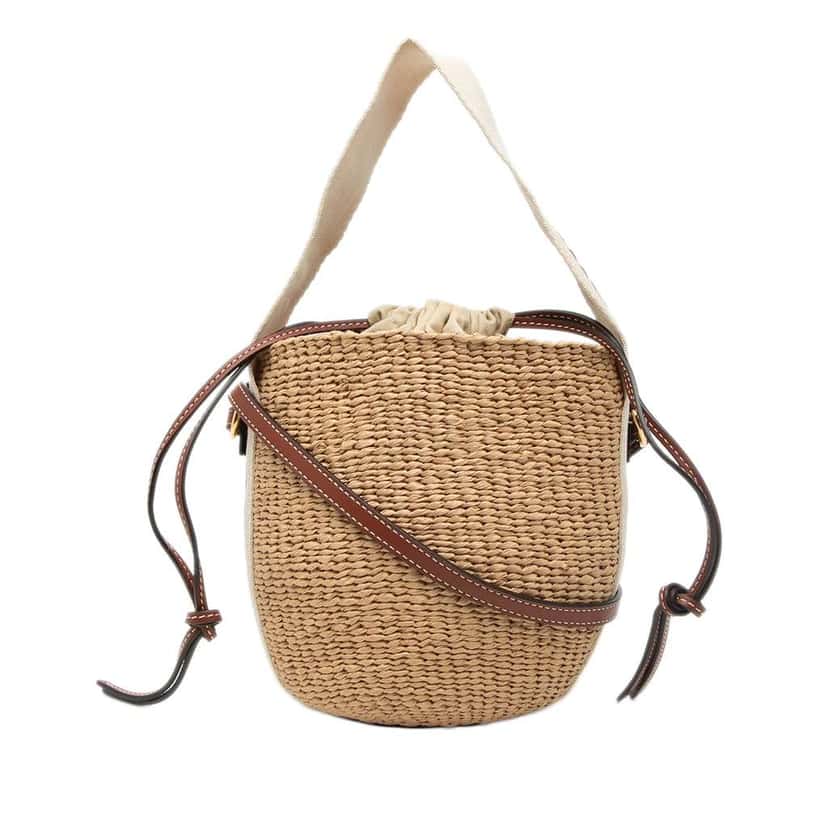 Chloé Small Raffia Woody Basket Bag Beige Very good condition - Front View