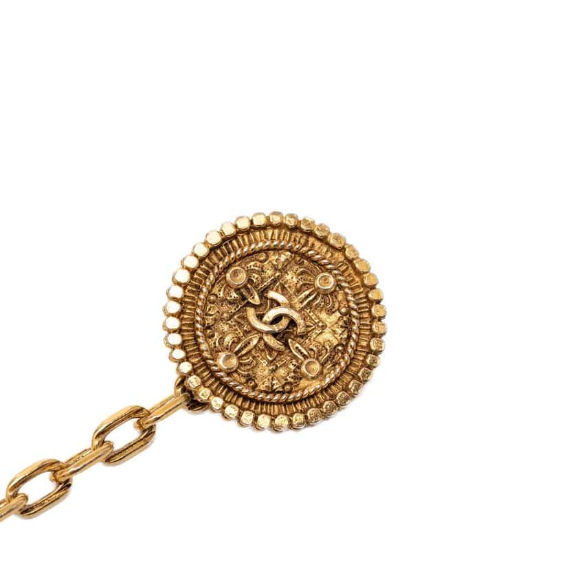 Chanel CC Gold Plated Medallion Chain Belt Gold Metal Very good condition - Back View