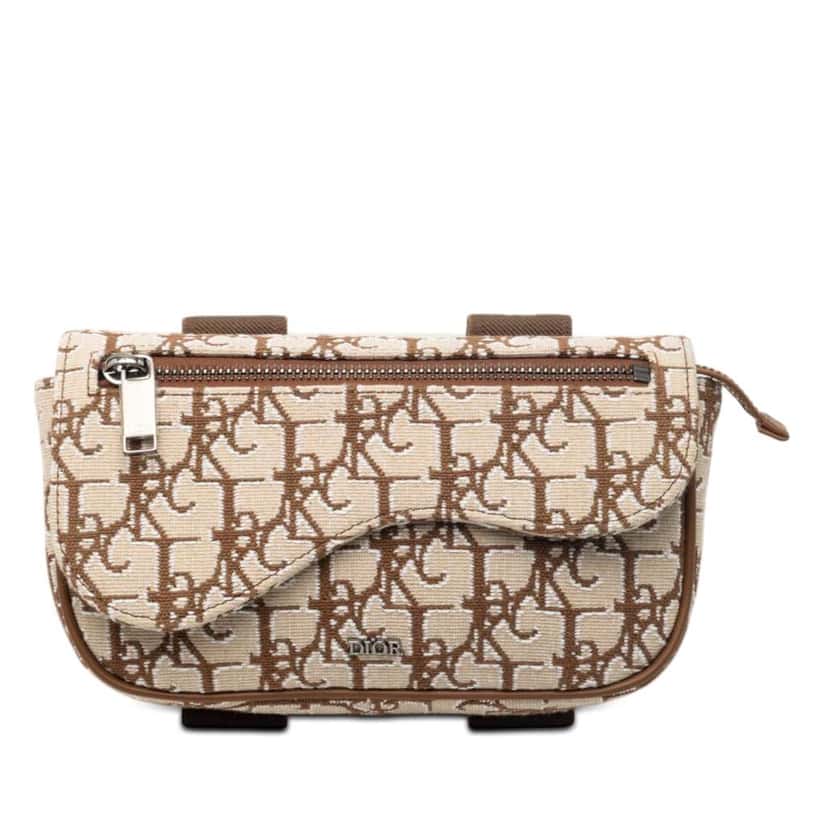 Dior Cactus Jack Oblique Canvas Saddle Arm Pouch Beige Canvas Very good condition - Front View