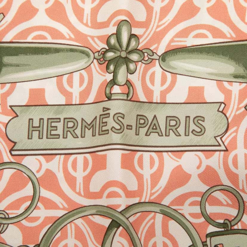 Hermès Mors et Gourmettes Silk Shawl Orange Silk Very good condition - Inside View