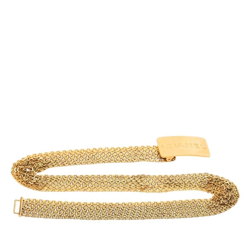 Chanel Gold Plated Multi Chain Logo Belt Gold Metal Very good condition - Front View