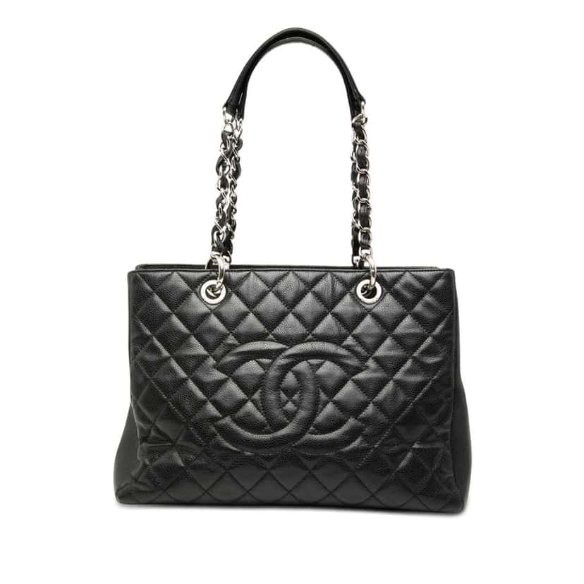 Chanel Caviar Grand Shopping Tote Black Leather Very good condition - Front View