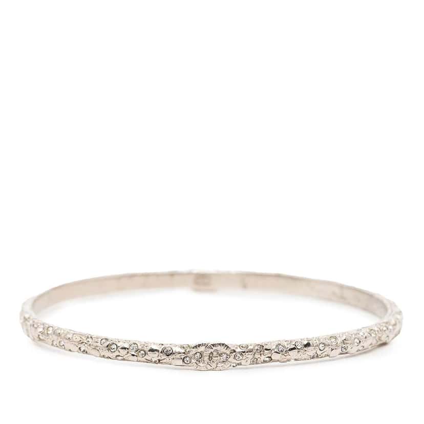 Chanel CC Silver Plated Strass Bangle Silver Metal Very good condition - Front View
