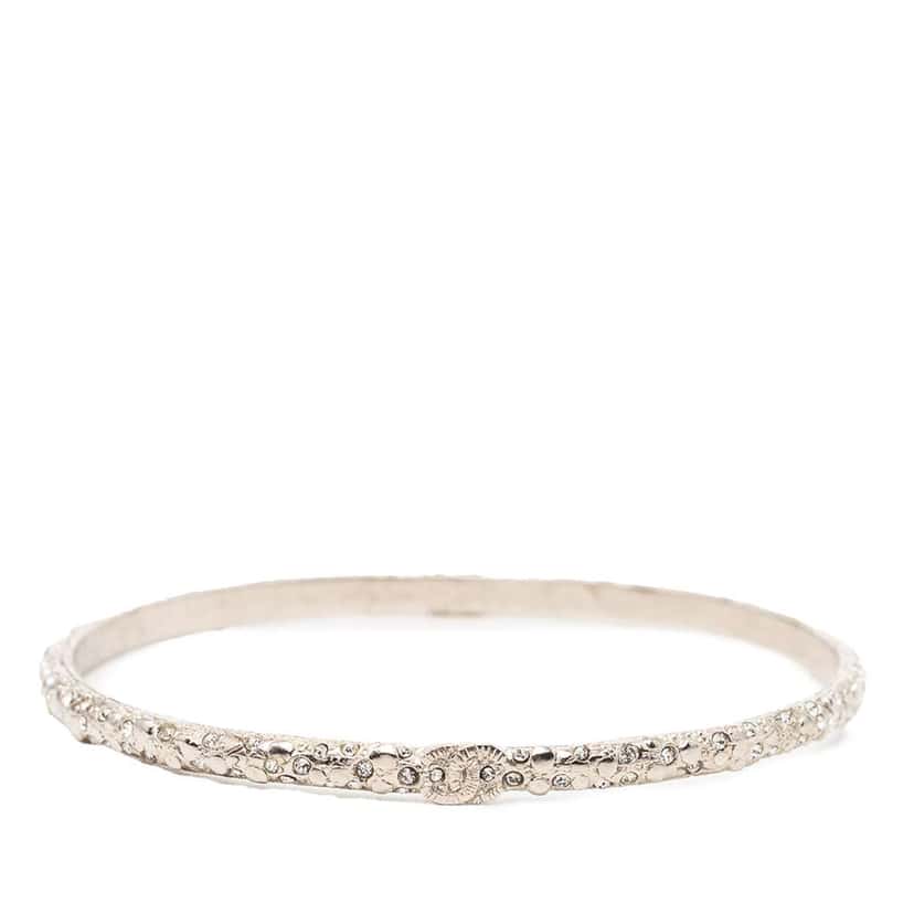 Chanel CC Silver Plated Strass Bangle Silver Metal Very good condition - Inside View