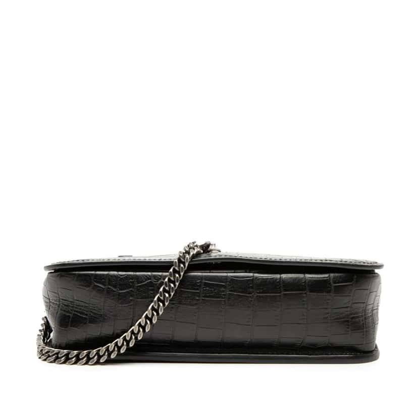 Saint Laurent Medium Croc Embossed Leather Charlotte Messenger Bag Black Leather Very good condition - Inside View