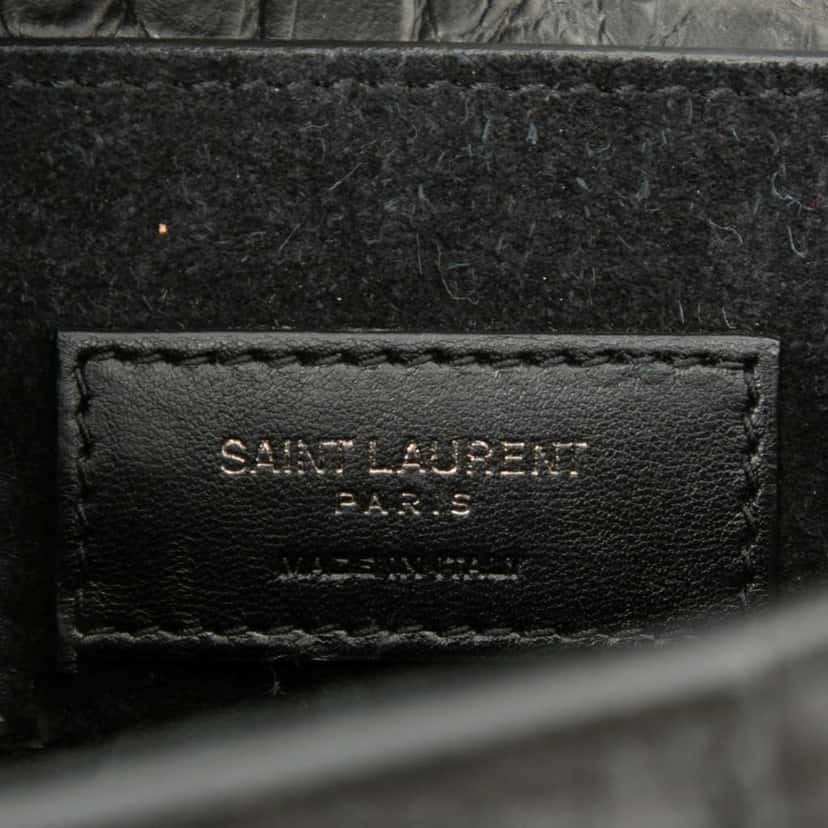 Saint Laurent Medium Croc Embossed Leather Charlotte Messenger Bag Black Leather Very good condition - Box View