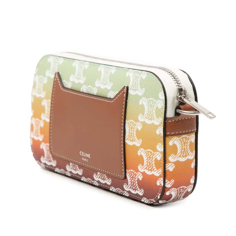 Celine Triomphe Coated Canvas Sunset Logo Horizontal Pouch Brown Canvas Very good condition - Back View