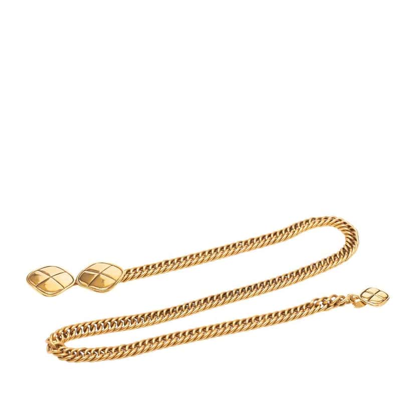 Chanel Gold Plated Quilt Charm Chain Belt Gold Metal Very good condition - Box View