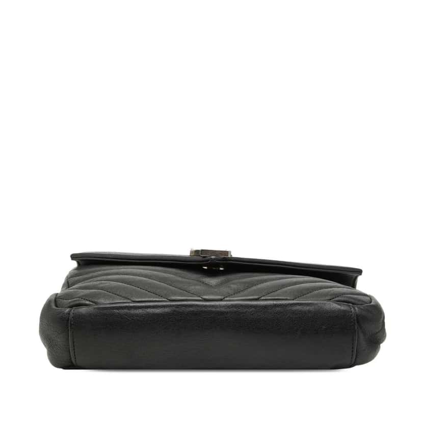 Saint Laurent Medium Chevron Sheepskin Monogram College Satchel Black Leather Very good condition - Inside View