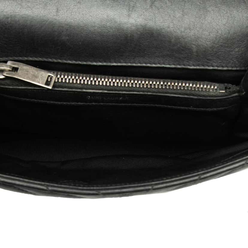 Saint Laurent Medium Chevron Sheepskin Monogram College Satchel Black Leather Very good condition - Model View