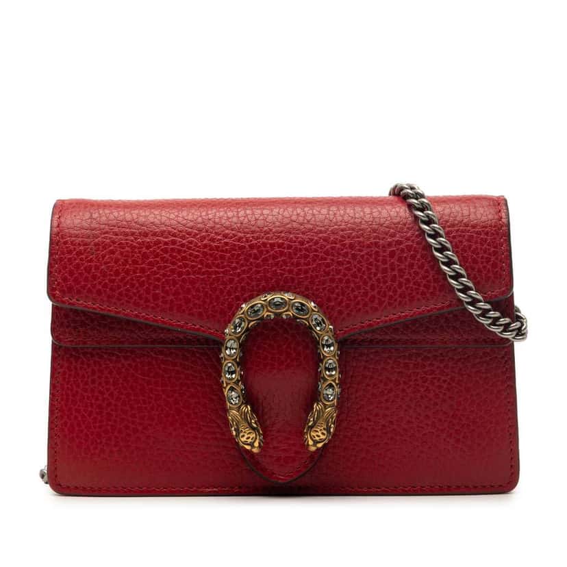 Gucci Mini Leather Dionysus Crossbody Red Leather Very good condition - Front View