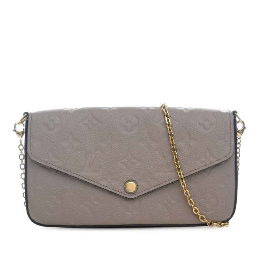 Louis Vuitton Monogram Empreinte Pochette Felicie Brown Leather Never worn - Front View