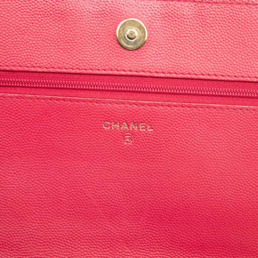 Chanel Quilted Caviar Boy Wallet on Chain Red Leather Very good condition - Box View