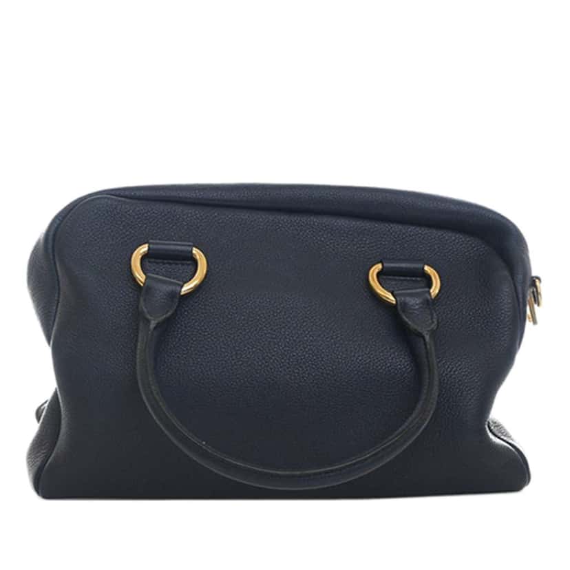 Prada Vitello Phenix Bauletto Satchel Blue Leather Very good condition - Inside View