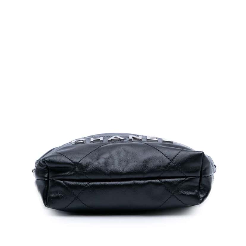Chanel Mini Shiny Calfskin 22 Handbag Black Leather Very good condition - Inside View