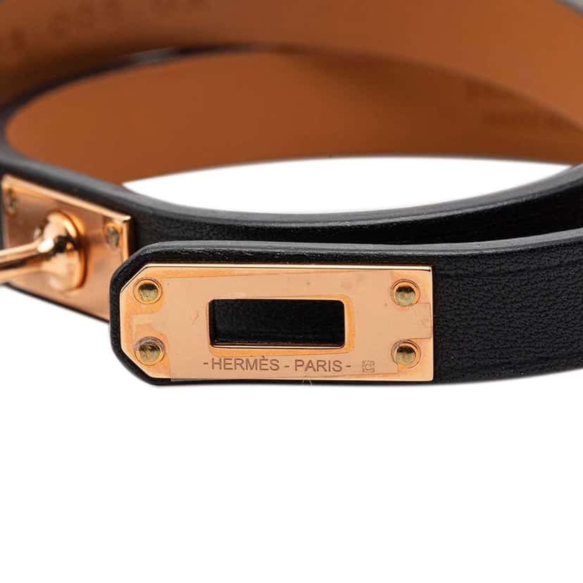 Hermès Swift Kelly Double Tour Bracelet T2 Black Leather Very good condition - Model View