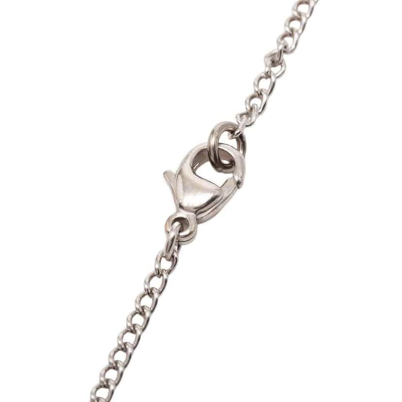 Chanel Silver Plated CC Christmas Tree Pendant Necklace Silver Metal Very good condition - Model View