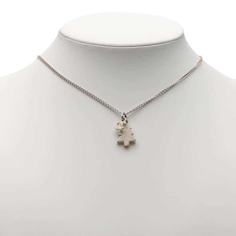 Chanel Silver Plated CC Christmas Tree Pendant Necklace Silver Metal Very good condition - Box View