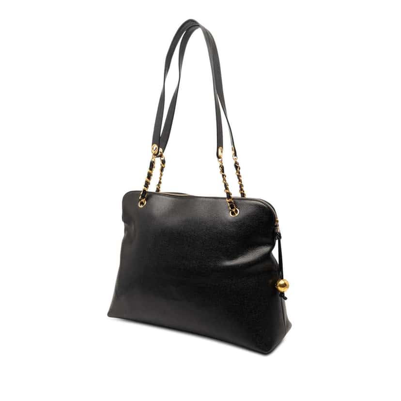 Chanel CC Caviar Shoulder Bag Black Leather Very good condition - Back View