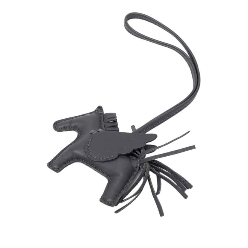 Hermès Milo Lambskin GriGri Rodeo Pegasus Bag Charm Grey Leather Very good condition - Front View