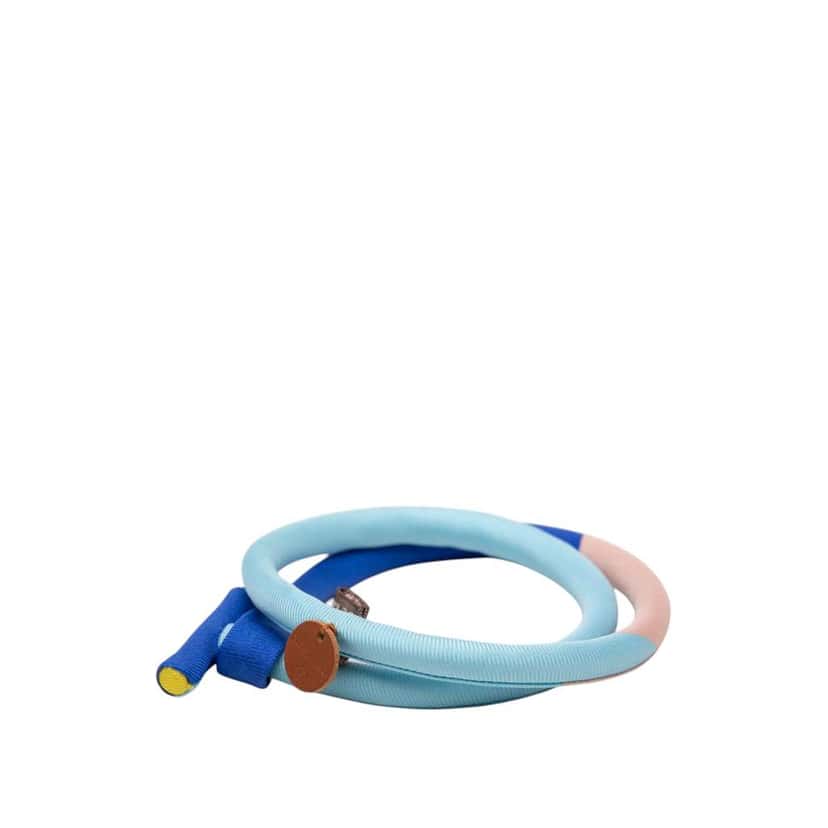 Hermès Silk and Cord Petit H Double Tour Bracelet Blue Silk Never worn - Back View