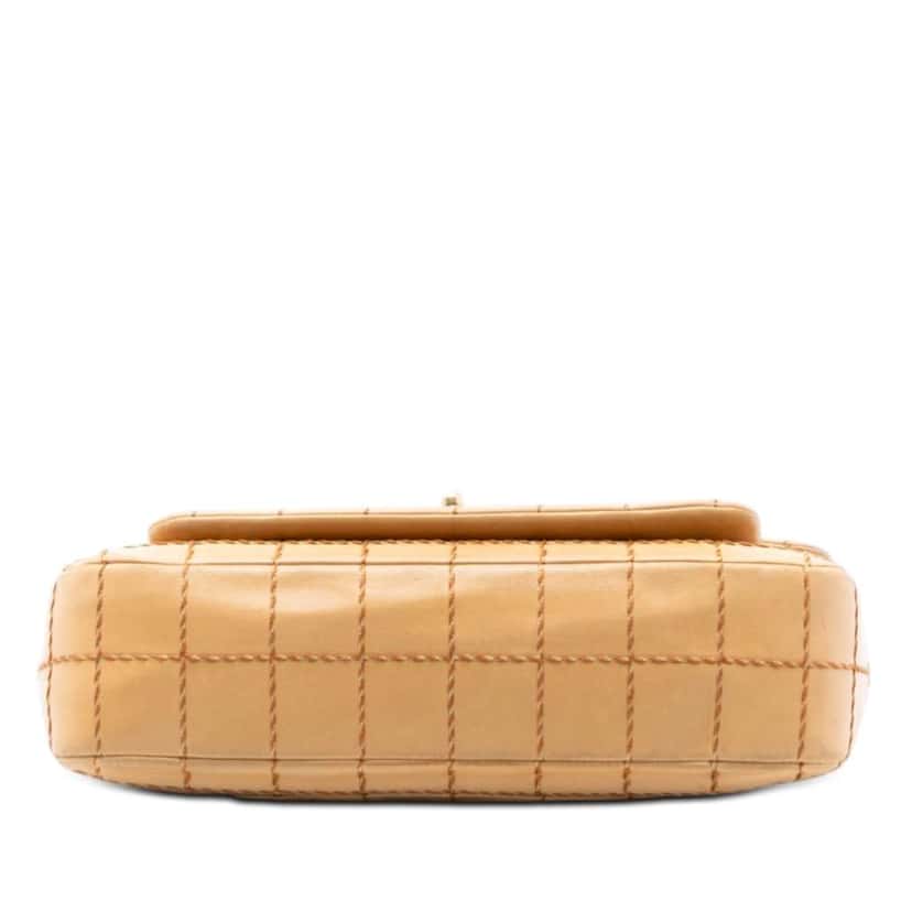 Chanel Chocolate Bar Lambskin Wild Stitch Chain Flap Beige Leather Very good condition - Inside View