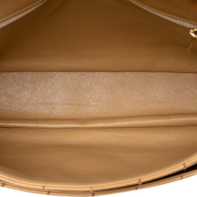 Chanel Chocolate Bar Lambskin Wild Stitch Chain Flap Beige Leather Very good condition - Model View