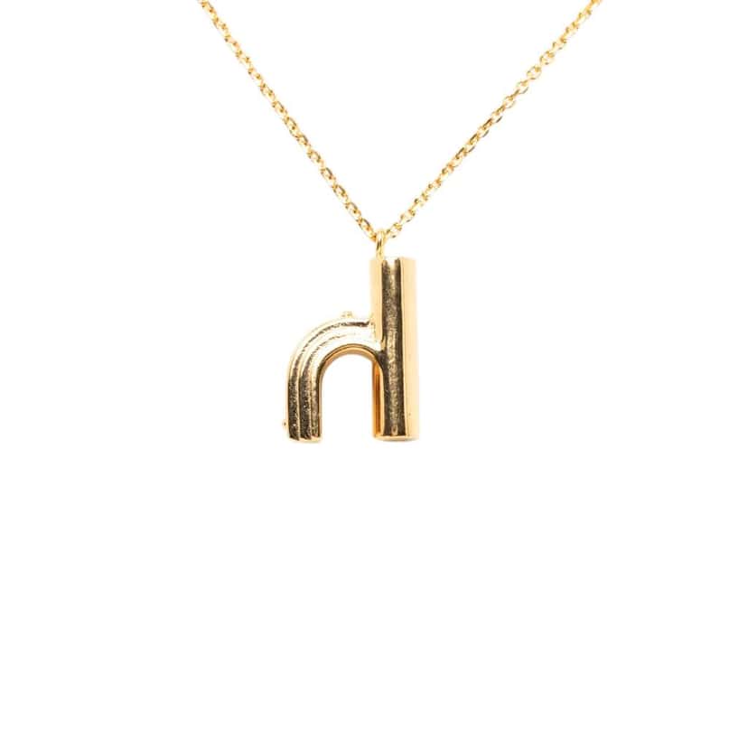 Louis Vuitton Gold Plated LV and Me Letter h Pendant Necklace Gold Metal Very good condition - Inside View