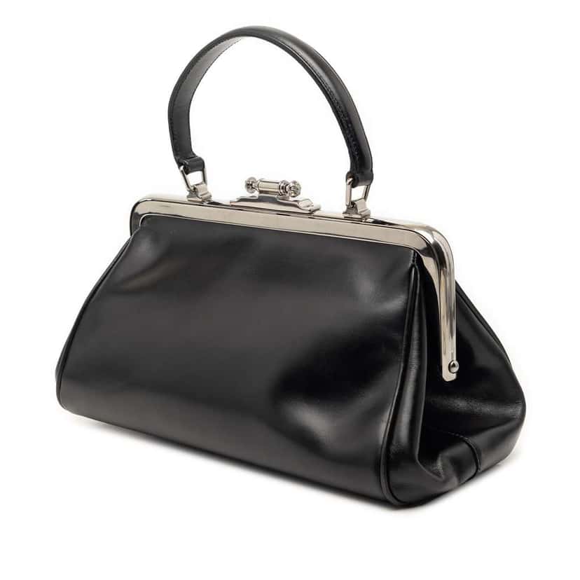 Prada Vitello Cernier Doctors Frame Bag Black Leather Very good condition - Back View