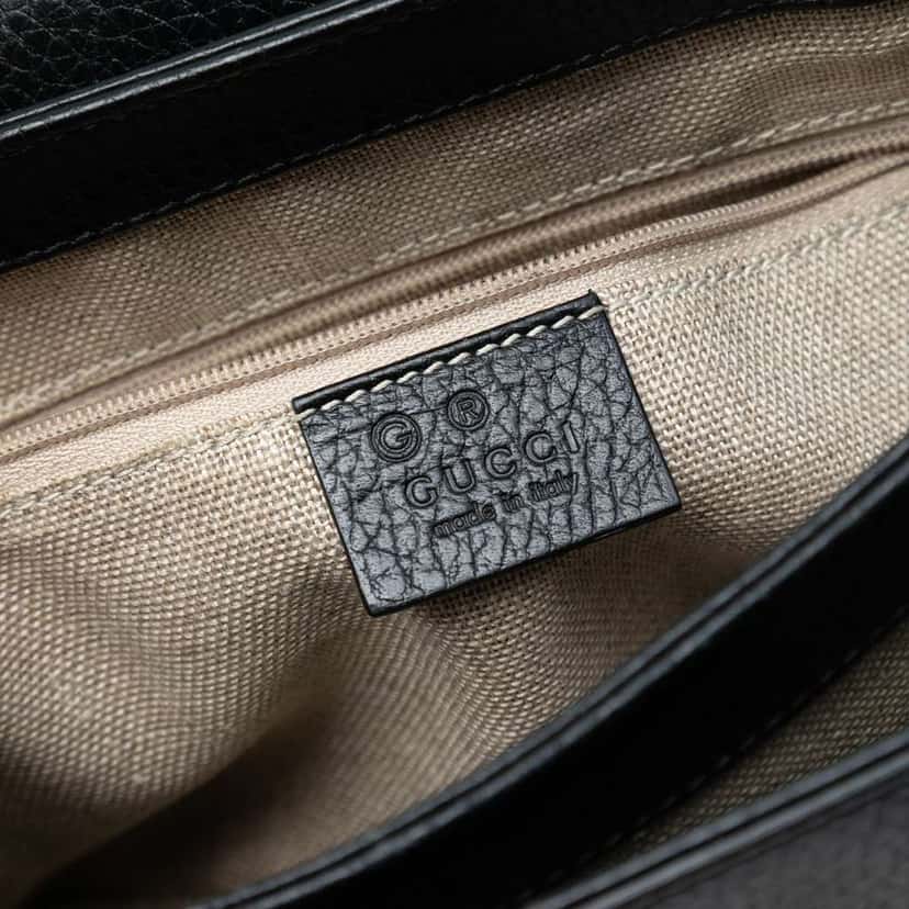 Gucci Small Dollar Calf Interlocking G Satchel Black Leather Very good condition - Box View