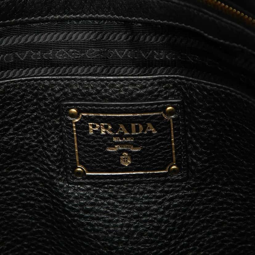 Prada Vitello Phenix Open Convertible Tote Black Leather Very good condition - Box View