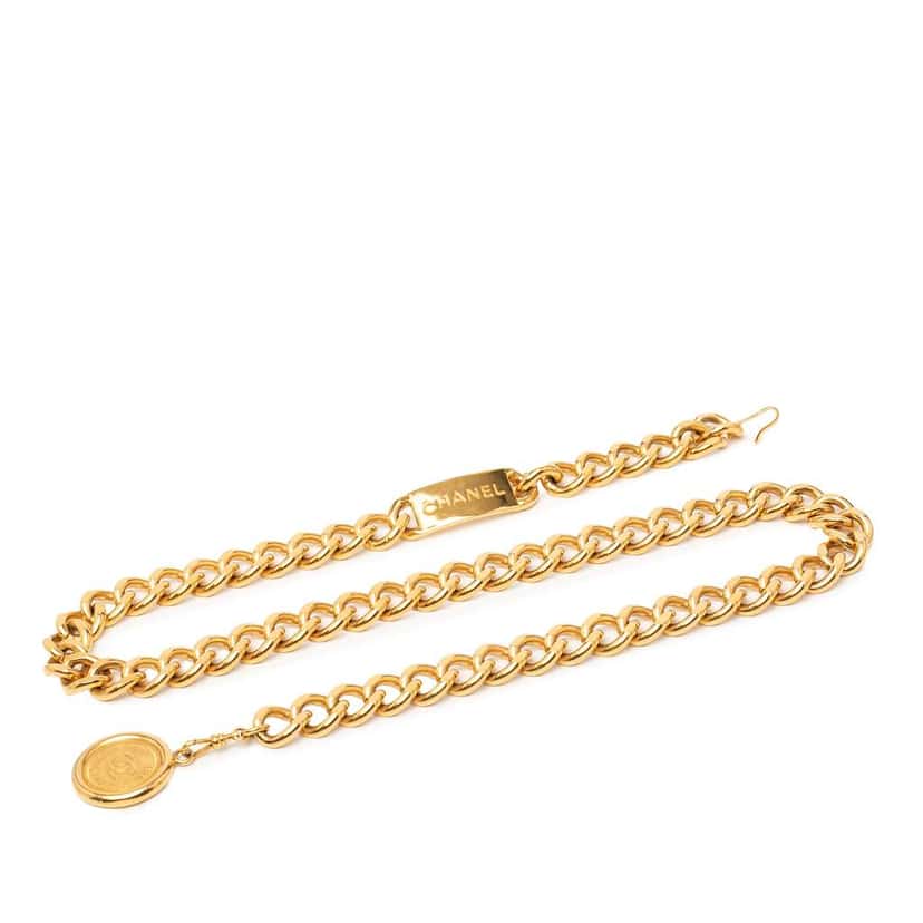 Chanel CC Gold Plated 31 Rue Cambon Medallion Chain Belt Gold Metal Very good condition - Front View