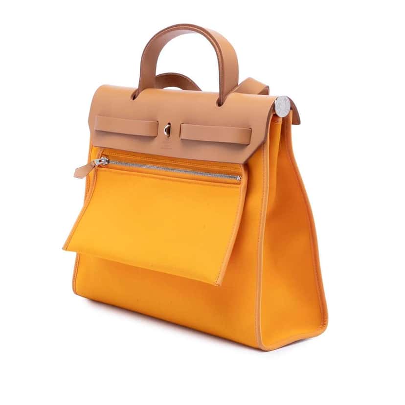 Hermès Toile Herbag Zip 31 Orange Canvas Very good condition - Back View