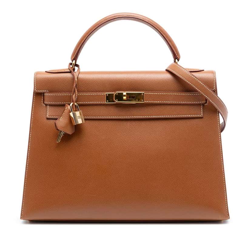 Hermès Courchevel Kelly Sellier 32 Brown Leather Very good condition - Front View