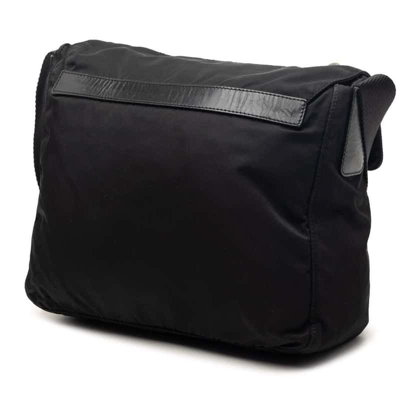 Prada Tessuto Zip Buckle Messenger Bag Black Very good condition - Back View
