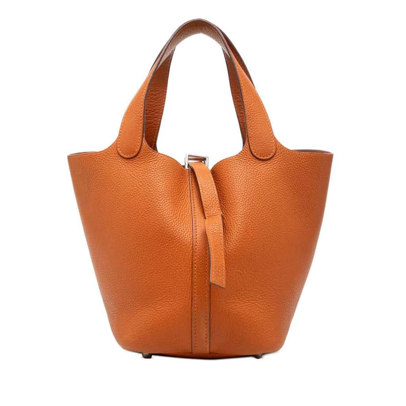 Hermès Clemence Picotin 18 Orange Leather Very good condition - Front View