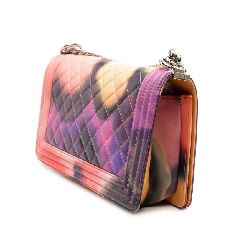 Chanel Old Medium Quilted Lambskin Flower Power Boy Flap Pink Leather Very good condition - Back View