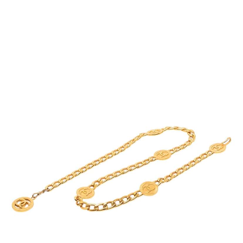 Chanel CC Gold Plated Chain Link Station Belt Gold Metal Very good condition - Front View