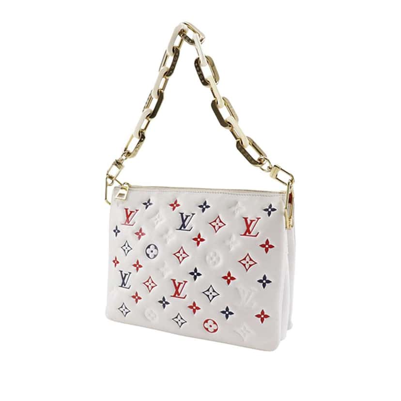 Louis Vuitton Tricolor Monogram Embossed Puffy Lambskin Coussin PM White Leather Very good condition - Back View