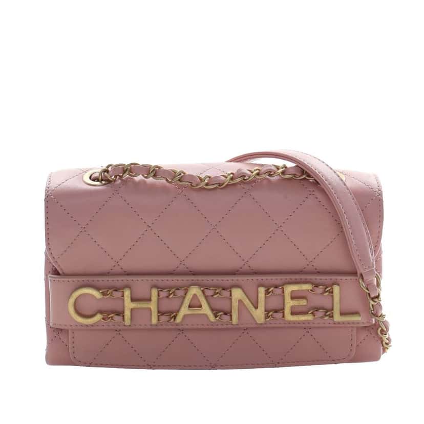 Chanel Small Quilted Calfskin Enchained Flap Pink Leather Very good condition - Front View