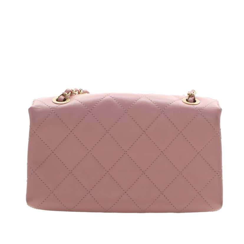 Chanel Small Quilted Calfskin Enchained Flap Pink Leather Very good condition - Model View